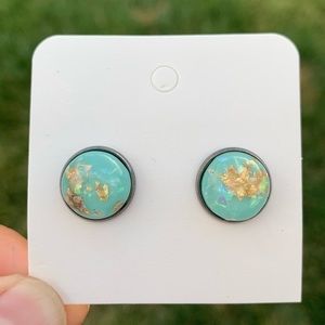 CLIP ON Homemade Gold Foil Stud Earrings